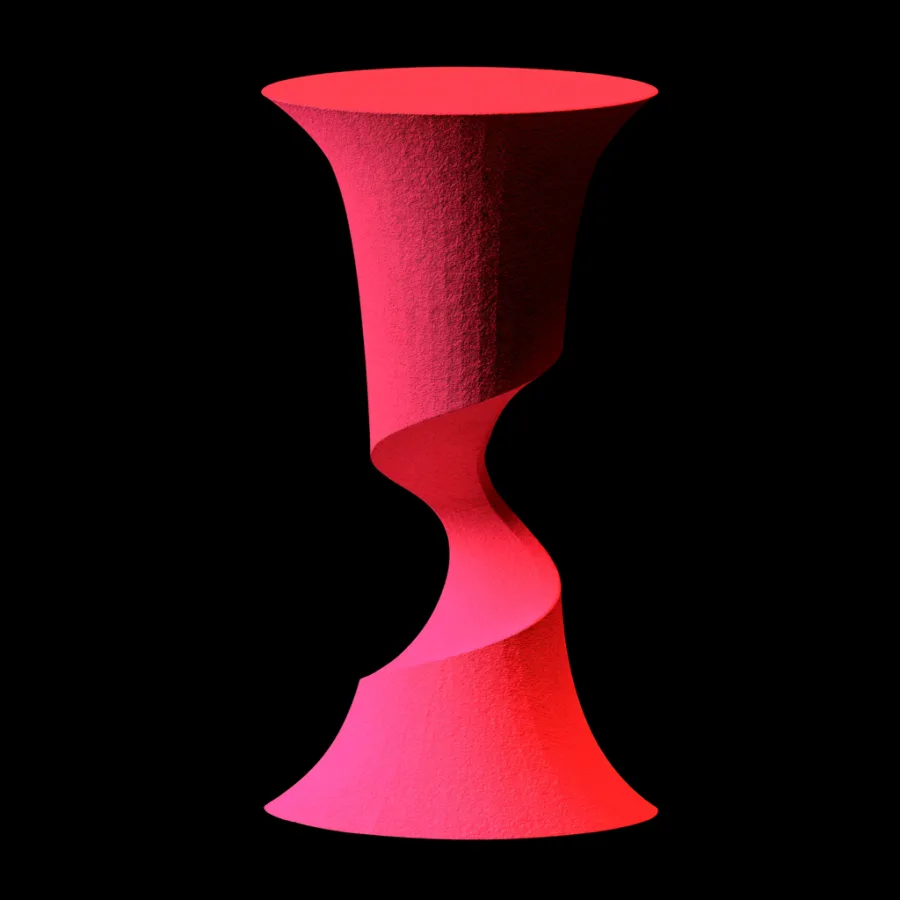 Crimson turned vessel form, stage mark three
